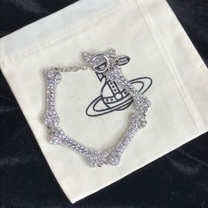 Vivienne Westwood Crystal Dog Bone Bracelet 8"